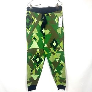 Never Fully Dressed NEW Knit Joggers Green Geometric Print Size Medium